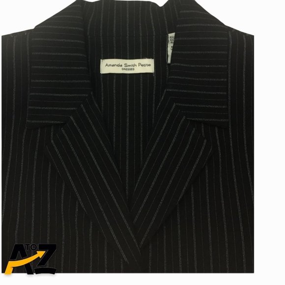 Women's Amanda Smith Black Pinstripe Suit Jacket & Pants Size 12P - Picture 6 of 16